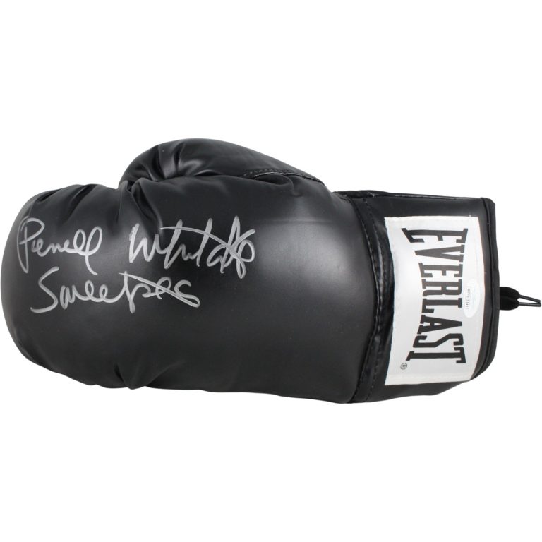 Pernell Sweat Pea Whitaker Autographed Black Everlast L Boxing Glove JSA 53559