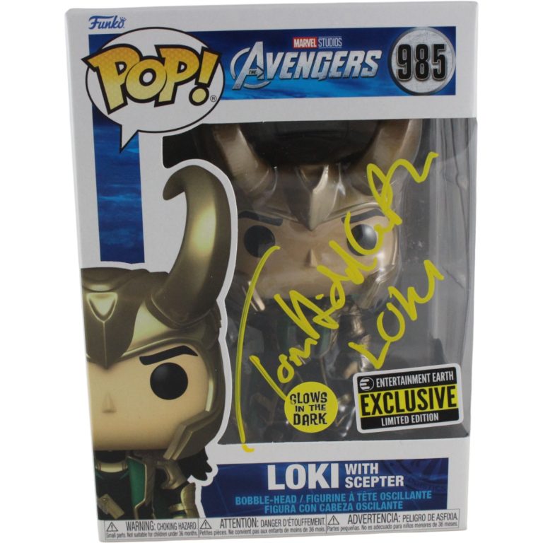 Tom Hiddleston Autographed The Avengers Funko Pop! #985 Loki Beckett 53801