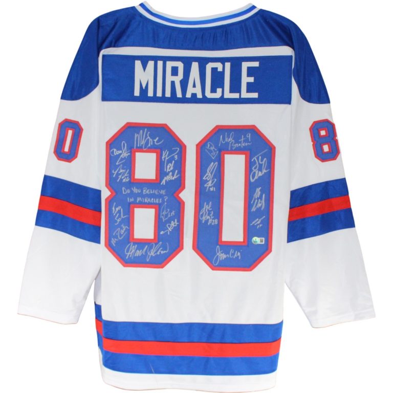 1980 USA Hockey 18 Autos Craig Eruzione Broten Signed White Jersey Beckett 53866
