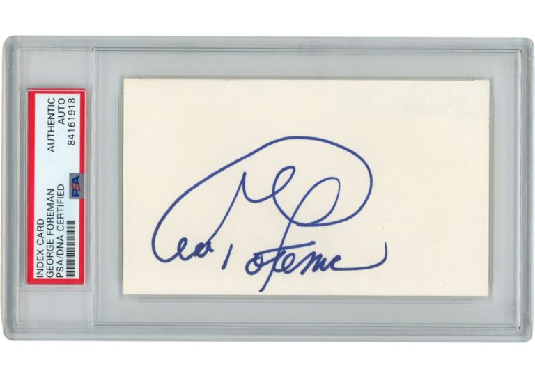 George Foreman Autographed/Signed Boxing Index Card Slabbed PSA 54906