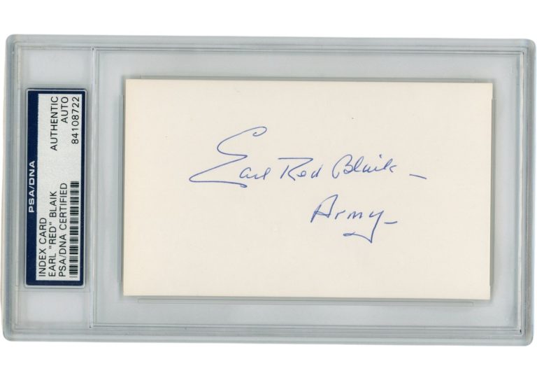 Earl Red Blaik Autographed/Signed Army Cadets Index Card Slabbed PSA 54933
