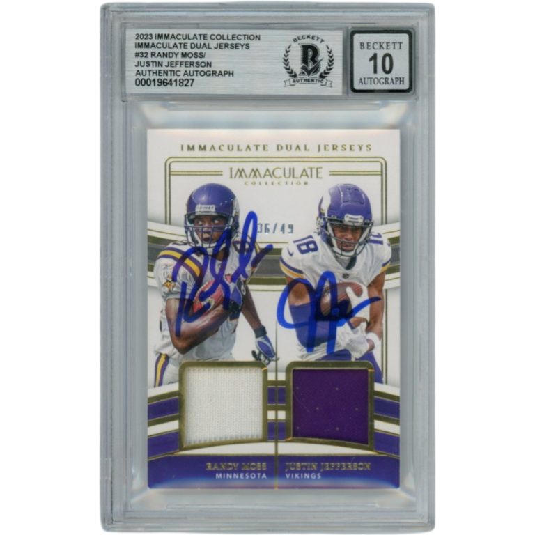 Randy Moss Justin Jefferson Signed Panini Immaculate Trading Card Beckett 53707