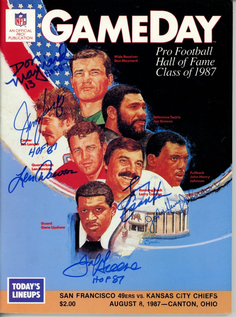 Dawson Csonka Maynard Greene Langer Johnson Signed HOF 87 Magazine JSA 55067