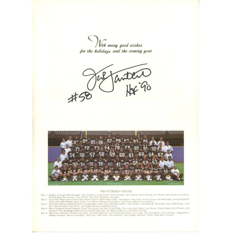 Jack Lambert Autographed Pittsburgh Steelers Christmas Card HOF Beckett 55134