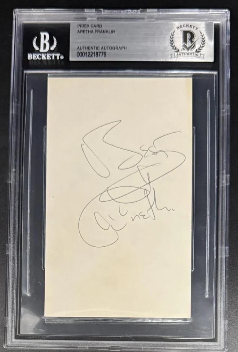 Aretha Franklin Legend Signed Autograph Beckett Encapsulated 3x5 Card Rare COA