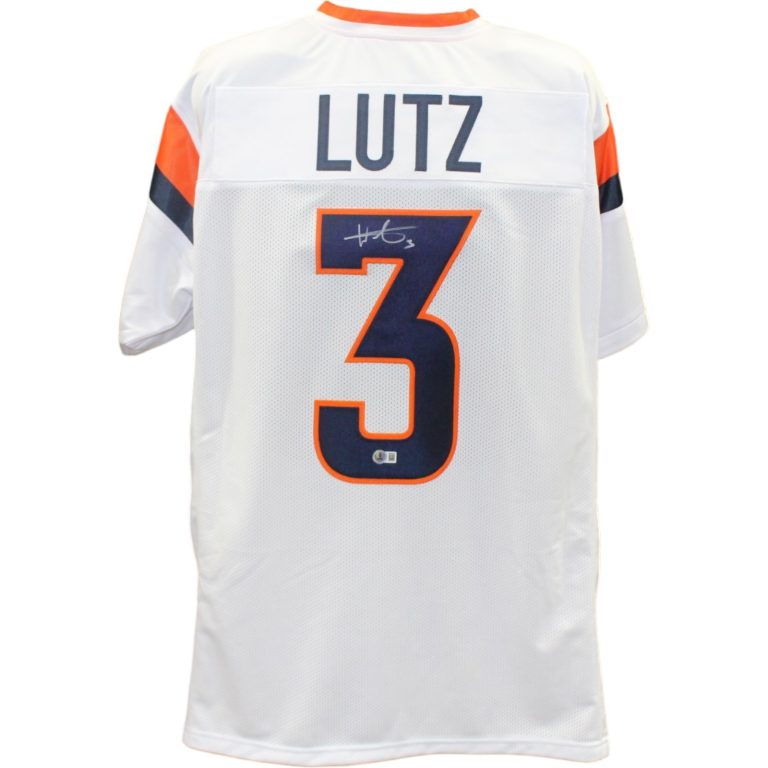 Wil Lutz Autographed Pro Style Sz XL White Jersey Beckett Witness 55156