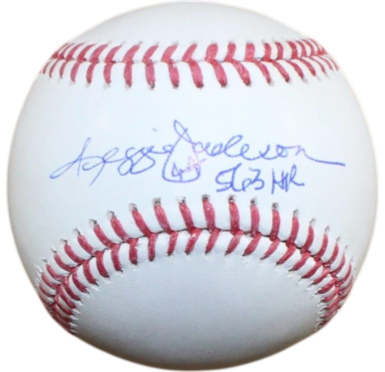 Reggie Jackson Autographed New York Yankees OML Baseball 563 HR Beckett 55364
