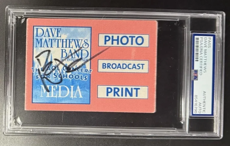 Dave Matthews Band Signed Autograph PSA/DNA COA Slab Central Park NYC Media Pass