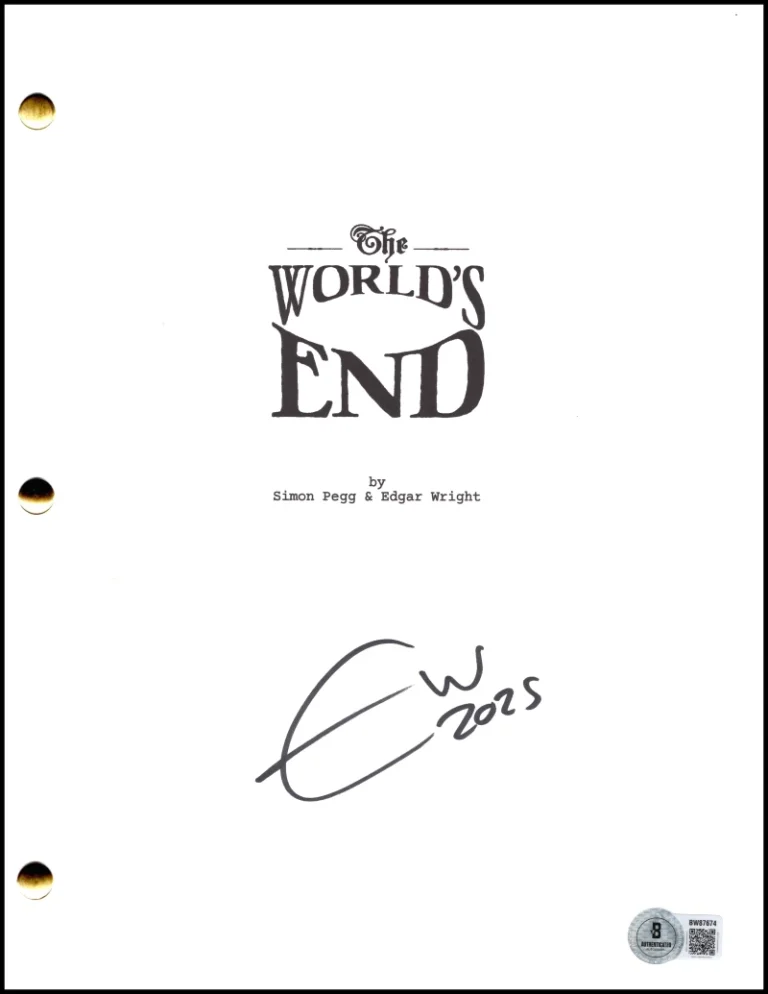 Edgar Wright Signed Autograph The World's End Script Screenplay w/ Beckett COA