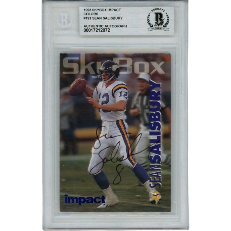 Sean Salisbury Autographed Minnesota Vikings 93 Skybox Card Slab Beckett 56124