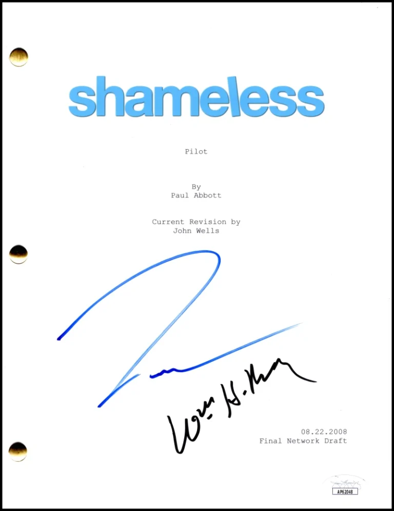 William H Macy & Jeremy Allen White Signed Autograph Shameless Script w/ JSA COA