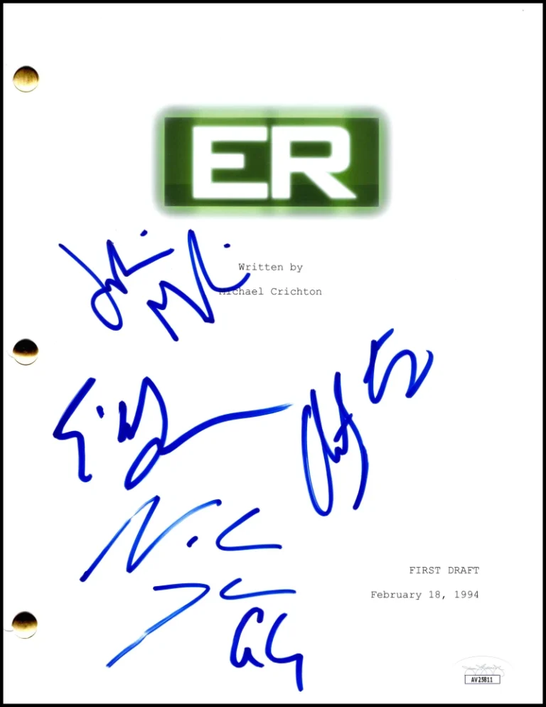 George Clooney Anthony Edwards Noah Wyle +2 Signed Autograph ER Script JSA COA