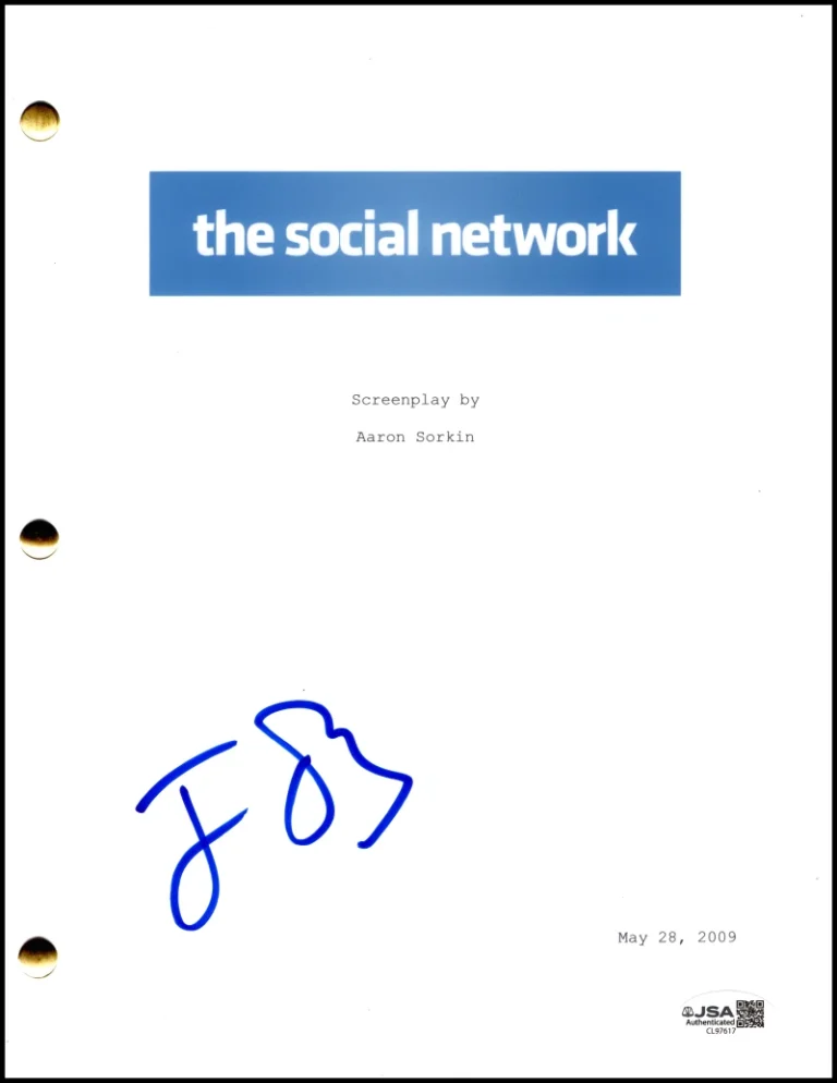 Jesse Eisenberg Signed Autograph The Social Network Script Screenplay w/ JSA COA