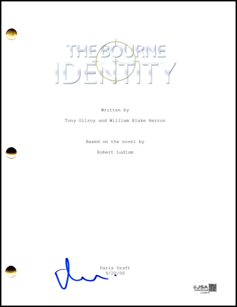 Matt Damon Signed Autograph The Bourne Identity Movie Script Screenplay JSA COA