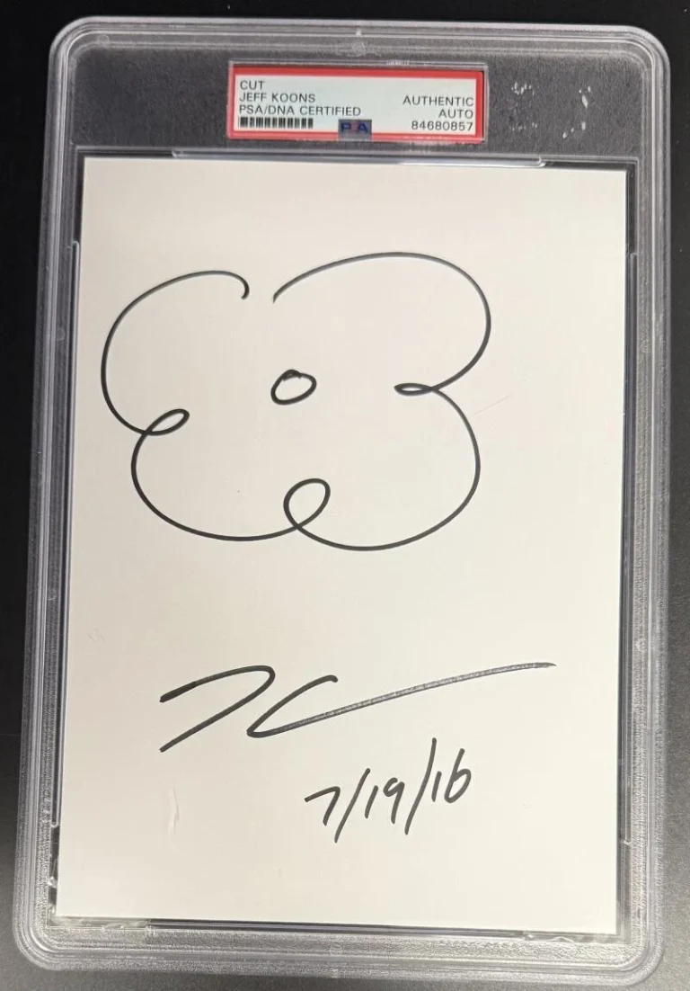 Jeff Koons Signed Autograph PSA/DNA COA Slab Hand Drawn 7-19-16 Flower Sketch