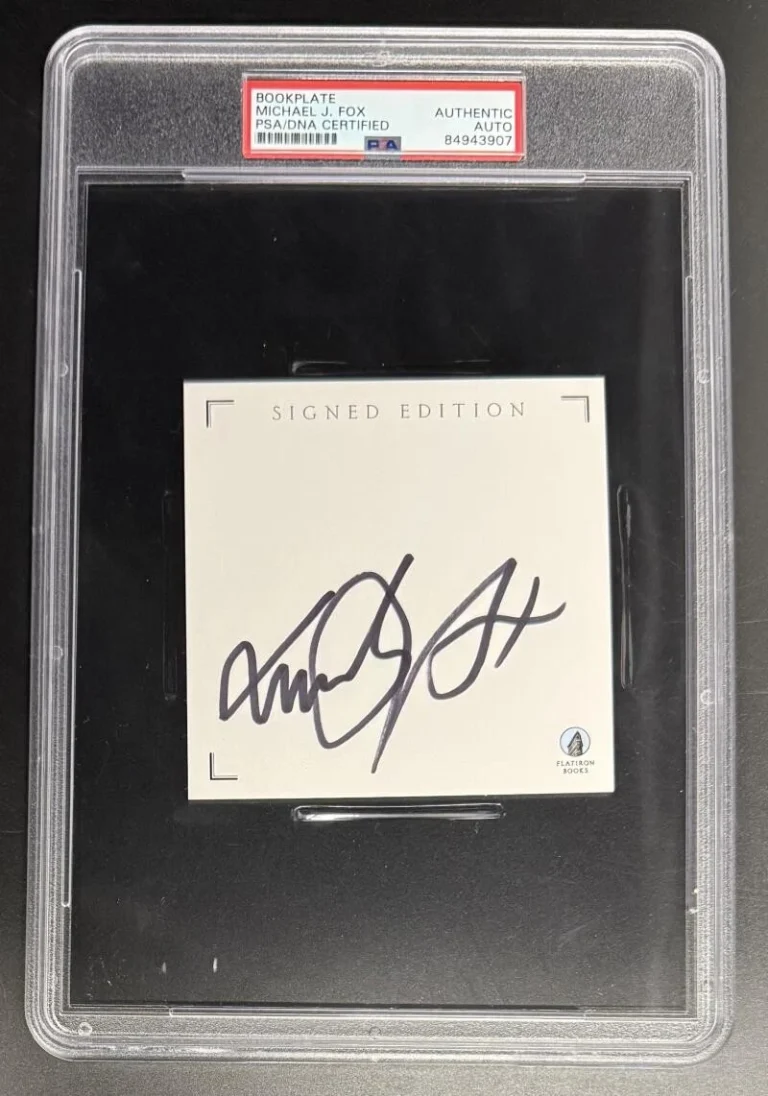 Michael J Fox Signed Autograph PSA/DNA Slabbed Encapsulated Bookplate Cut COA