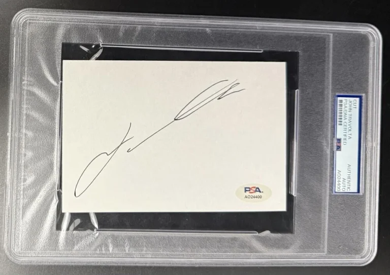 John Travolta Grease Full Signed Autograph PSA/DNA Slabbed Cut Card COA Rare