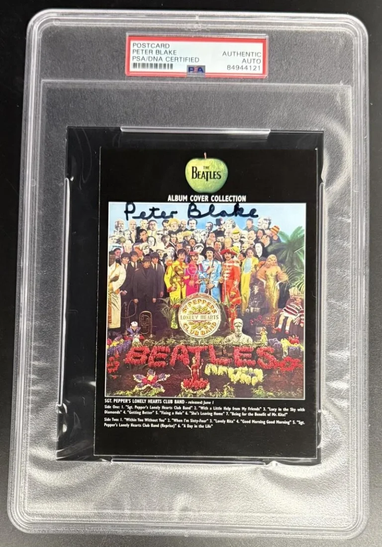 Peter Blake Signed Autograph PSA/DNA Slabbed Beatles Postcard Sgt Peppers COA