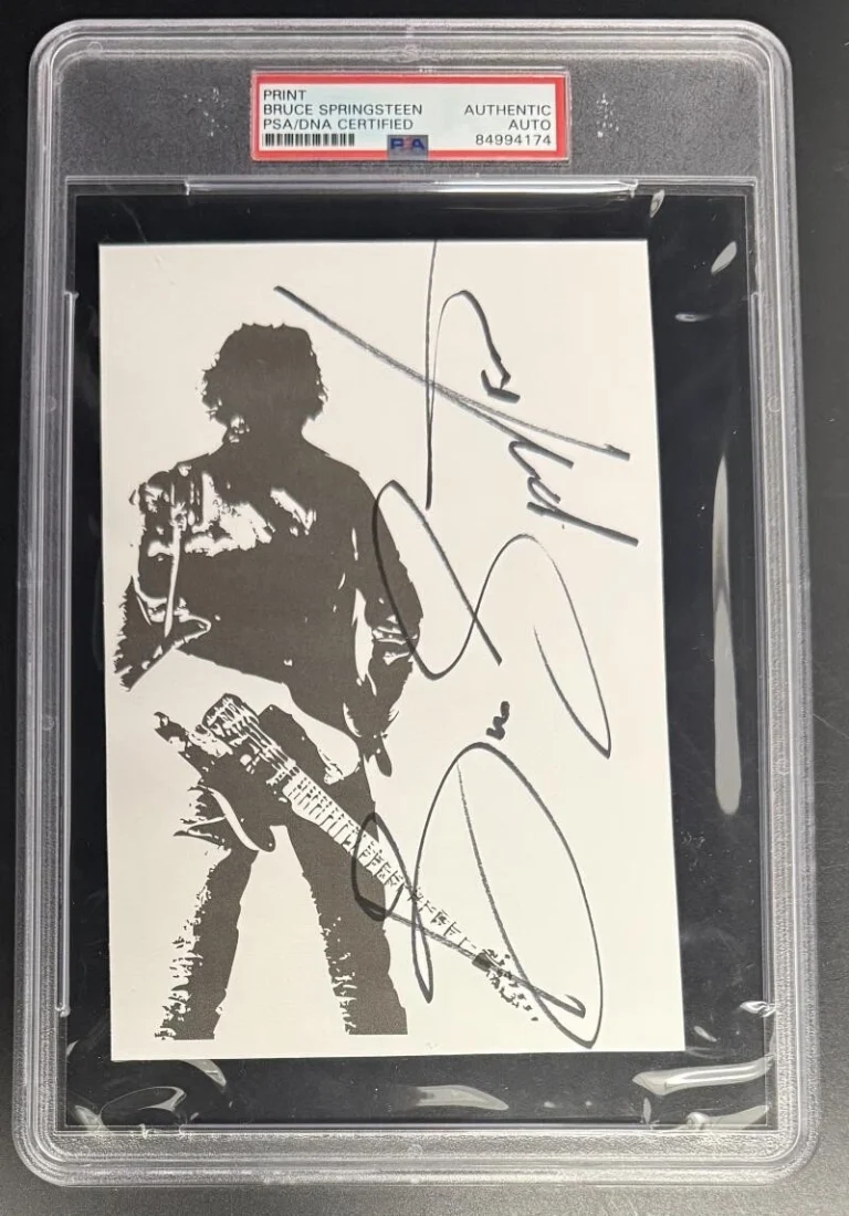 Bruce Springsteen Signed Autograph PSA/DNA Slabbed Born To Run Photo Cut COA A