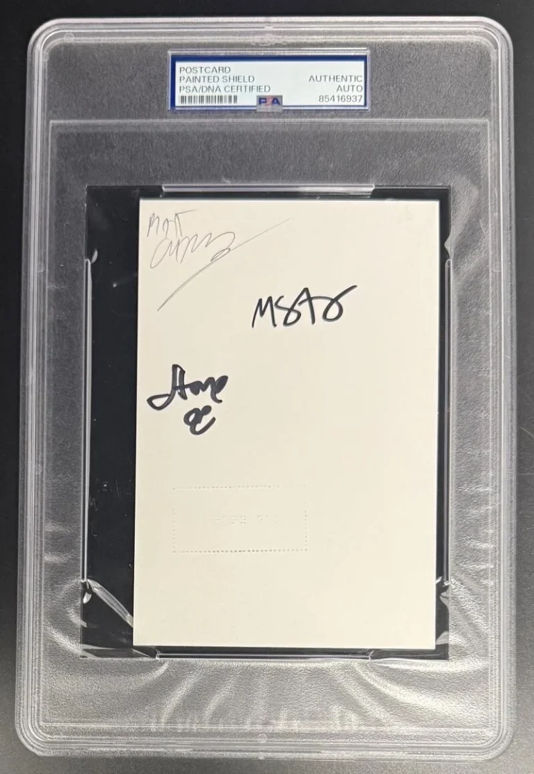 Painted Shield Signed Autograph PSA/DNA Slabbed Cut Card COA Pearl Jam Stone D