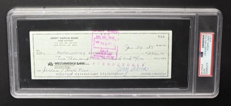 Jerry Garcia Signed Autograph Grateful Dead Rare Bank Check Slabbed PSA/DNA COA