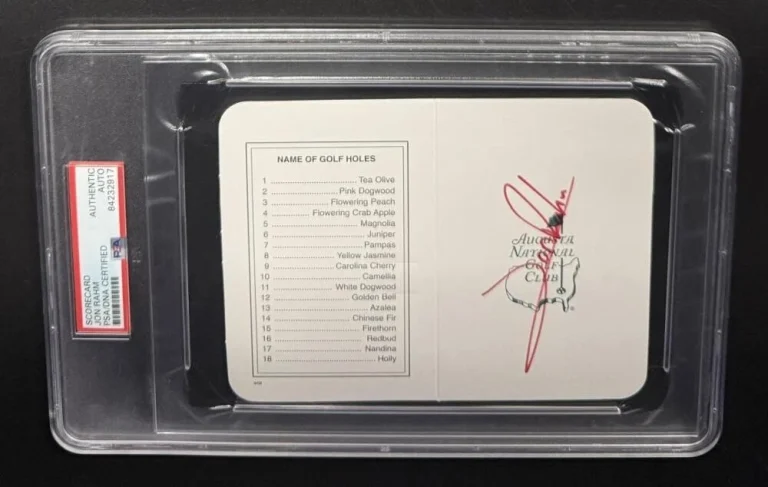 Jon Rahm Masters Scorecard Encapsulated Slabbed Signed Autograph PSA/DNA COA