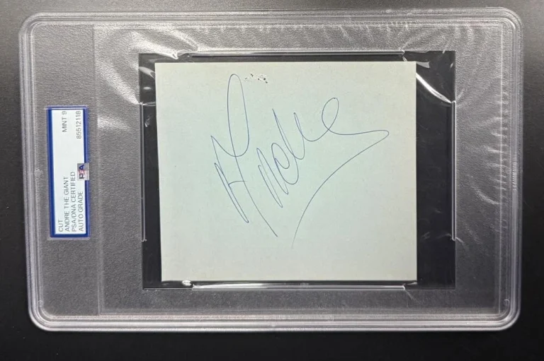 Andre The Giant Signed Autograph PSA/DNA Slab Rare Mint 9 Cut Card COA WWF WWE