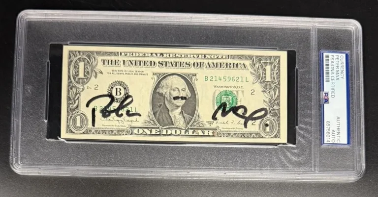 Peter Max Signed Autograph PSA/DNA COA Slab Encapsulated $1 Dollar Sketch Bill