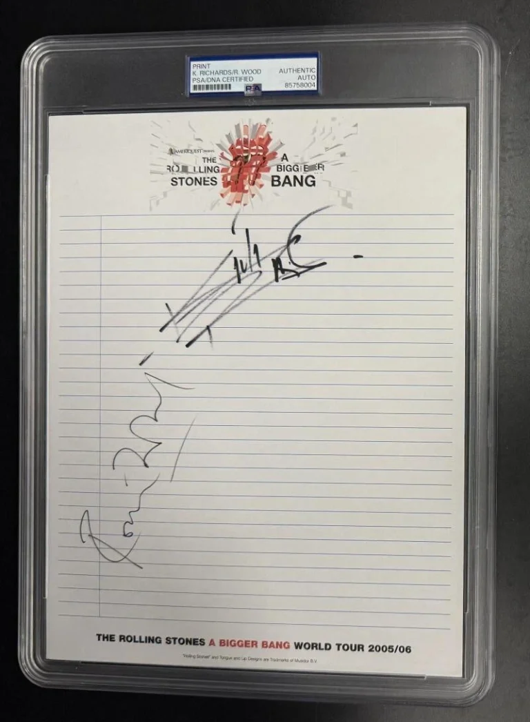 Keith Richards Rolling Stones Ronnie Wood Signed Autograph PSA/DNA Slab Note COA