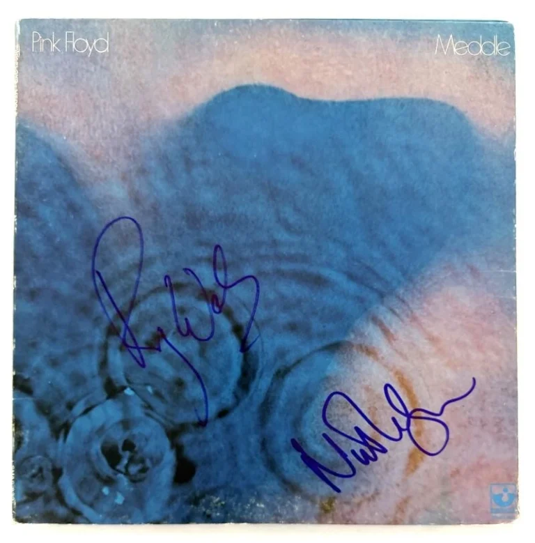 Roger Waters & Nick Mason Signed Autograph Meddle Album Vinyl Record Beckett COA