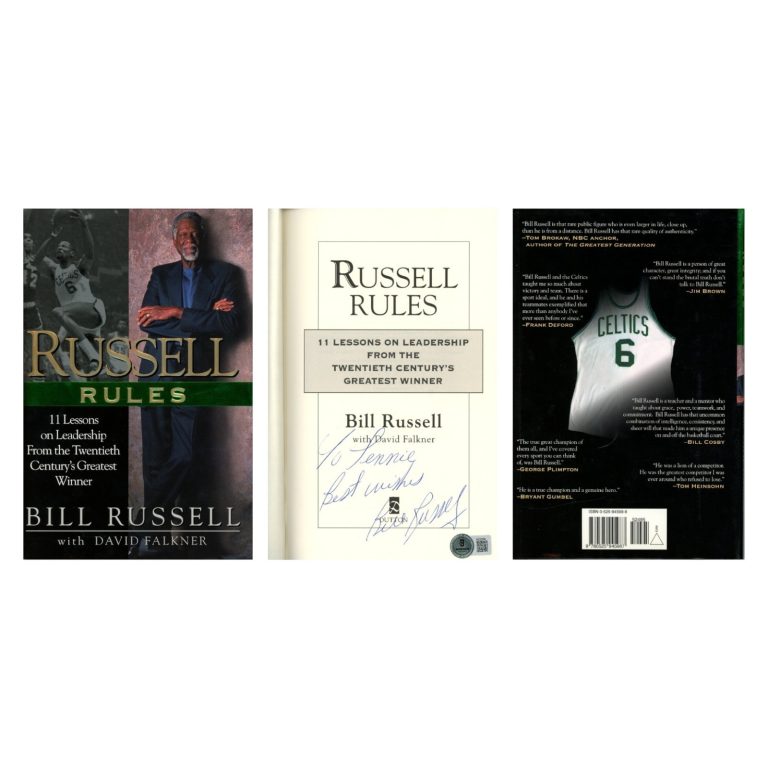 Bill Russell Signed Boston Celtics Russell Rules Book Personalized Beckett 56216