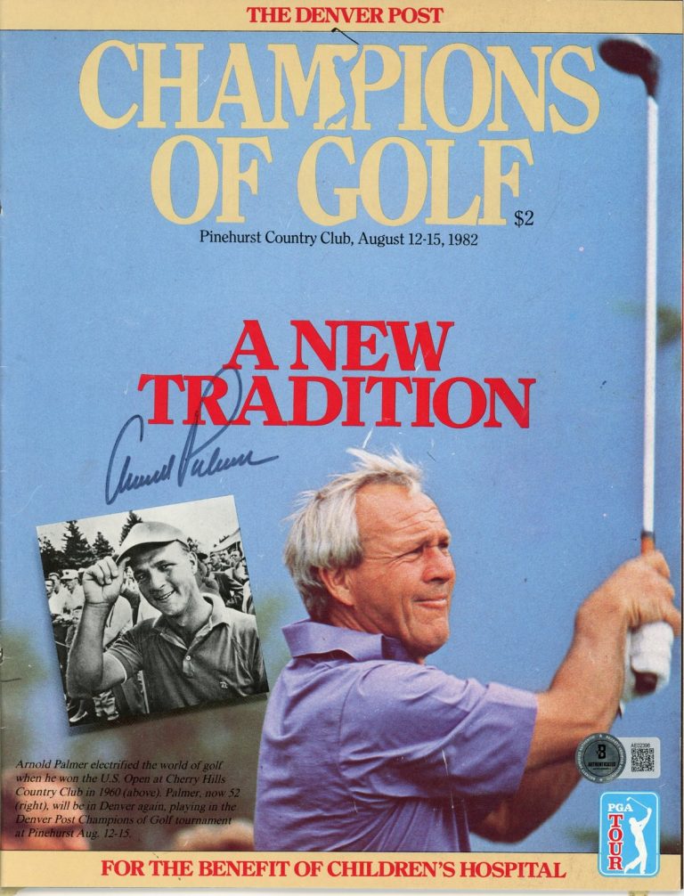 Arnold Palmer Autographed/Signed PGA 1982 Champions of Golf Magazine 56214