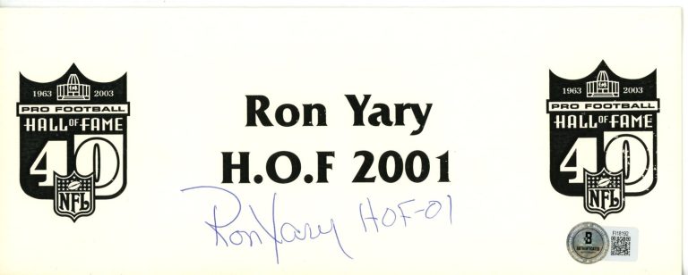 Ron Yary Autographed Minnesota Vikings NFL Hall of Fame Place Card Beckett 56222