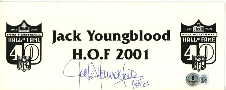 Jack Youngblood Autographed Los Angeles Rams NFL HOF Place Card Beckett 56225