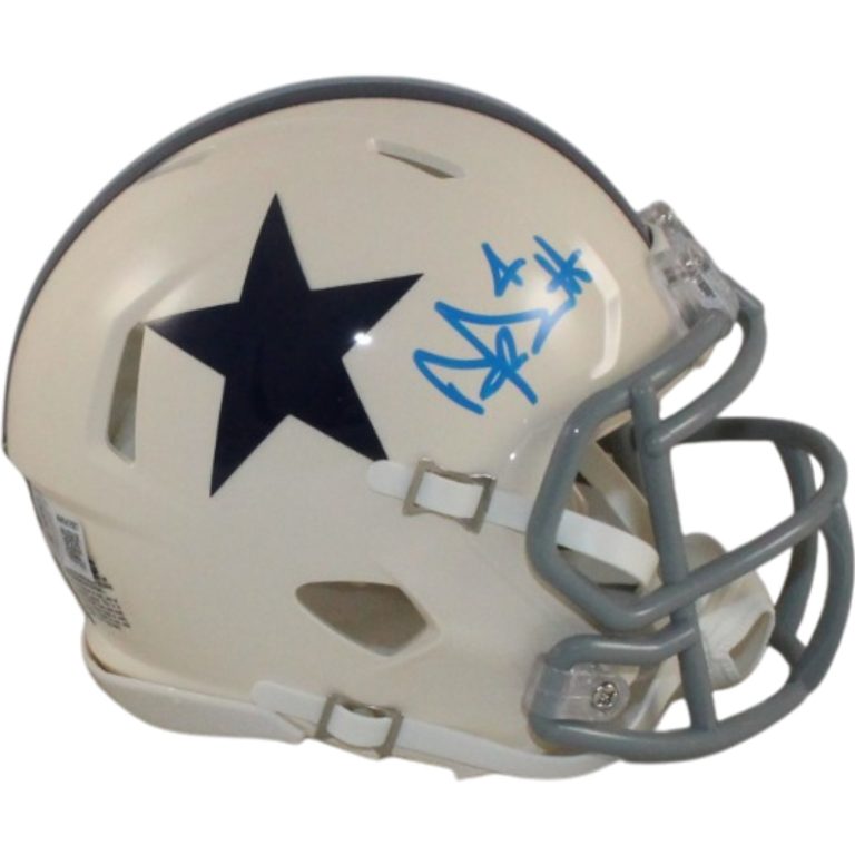 Dak Prescott Autographed/Signed Dallas Cowboys Retro Mini Helmet Beckett 56340