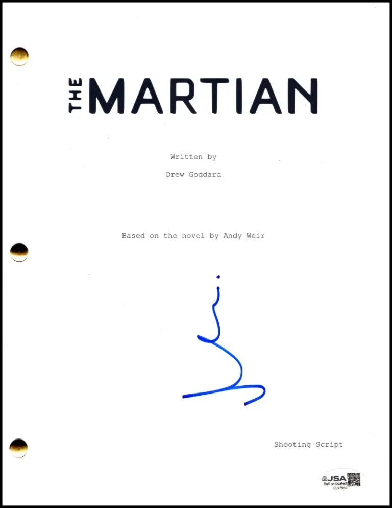 Matt Damon Signed Autograph The Martian Full Movie Script - Mark Watney JSA COA