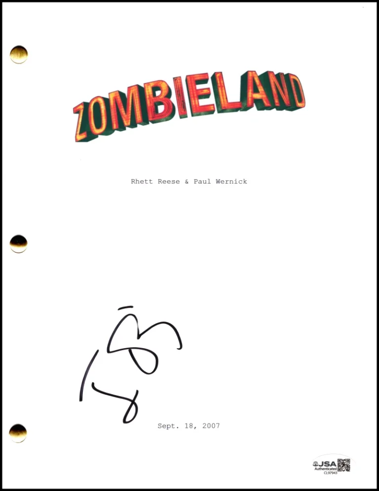Jesse Eisenberg Signed Autograph Zombieland Full Movie Script Screenplay JSA COA