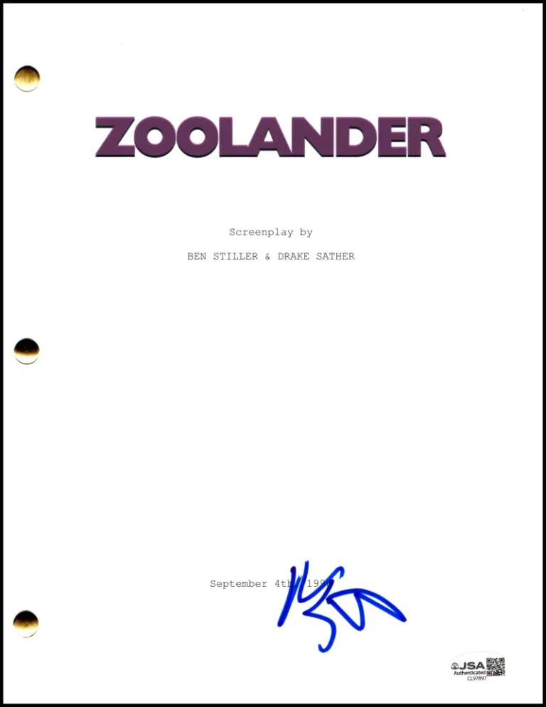 Ben Stiller Signed Autograph Zoolander Movie Script Screenplay - Derek JSA COA