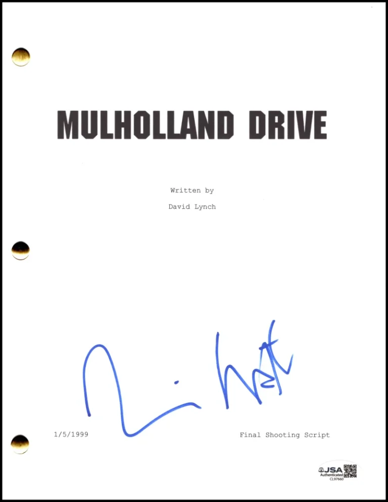 Naomi Watts Signed Autograph David Lynch Mulholland Drive Movie Script - JSA COA