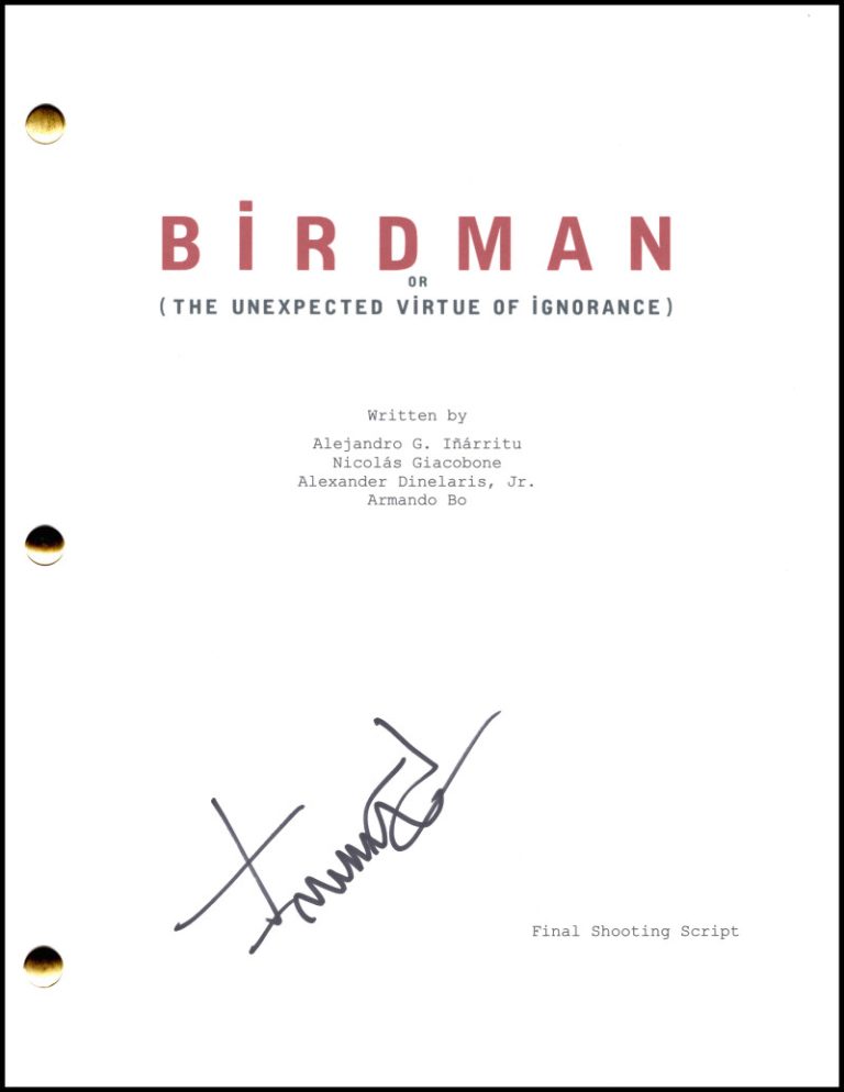 Alejandro G Inarritu Signed Autograph Birdman Full Movie Script Screenplay