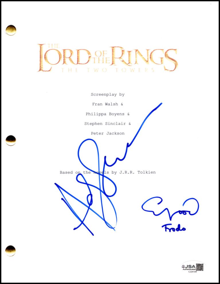 Elijah Wood Andy Serkis Signed Autograph Lord of the Rings Movie Script  JSA COA