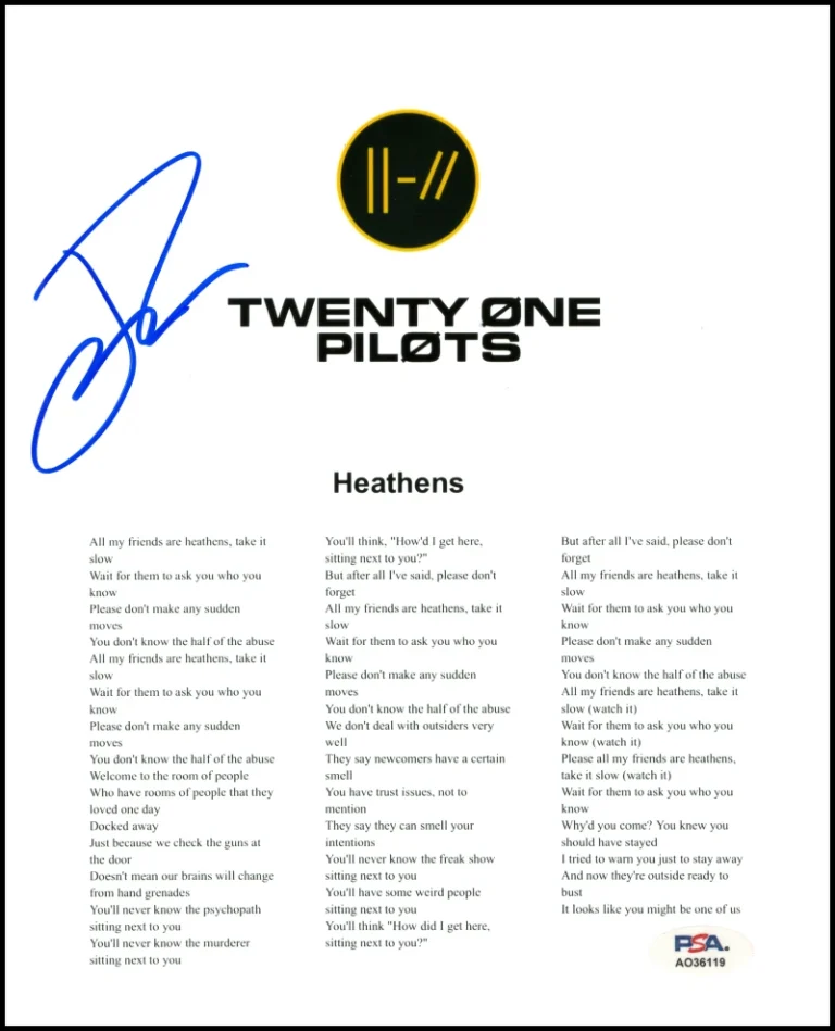 Josh Dun Twenty One Pilots Signed Autograph Heathens Sheet Music w/ PSA COA