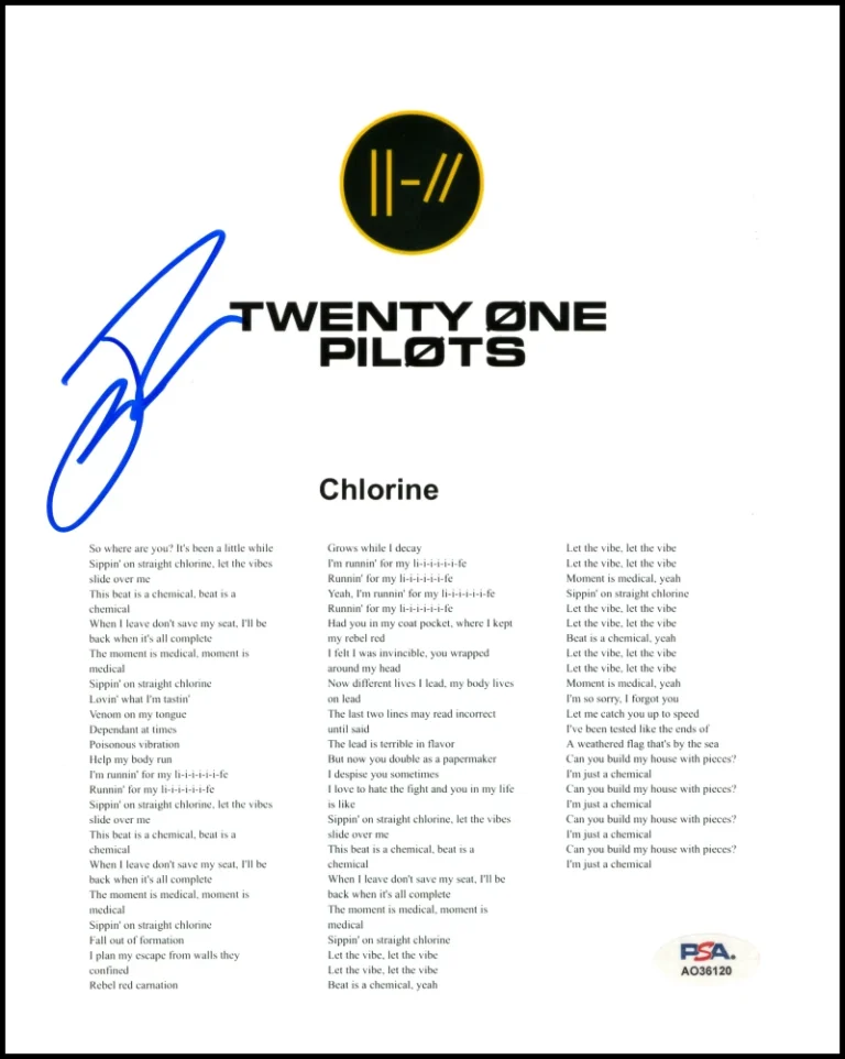 Josh Dun Twenty One Pilots Signed Autograph Chlorine Sheet Music w/ PSA COA