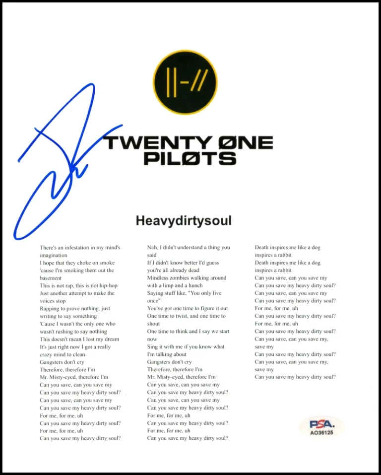 Josh Dun Twenty One Pilots Signed Autograph Heavydirtysoul Sheet Music - PSA COA
