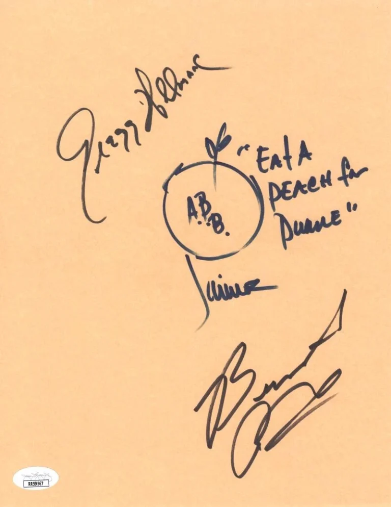 Gregg Allman Jaimoe +1 Signed Autograph Eat A Peach for Duane Sketch w/ JSA COA