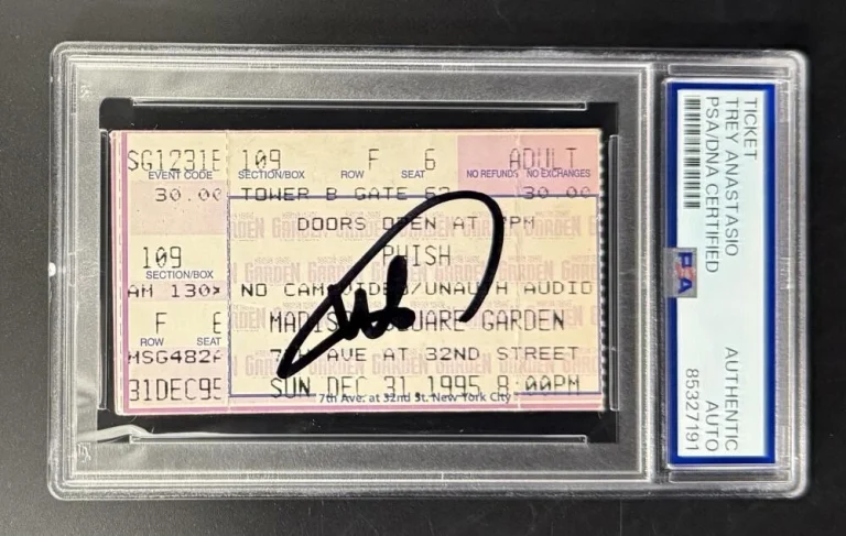 Trey Anastasio Signed Autograph Phish PSA/DNA COA Slabbed NYE 1995 MSG Ticket