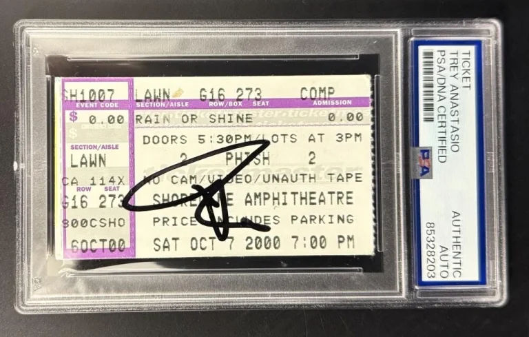 Trey Anastasio Signed Autograph Phish PSA/DNA COA Slab 2000 Shoreline Amp Ticket