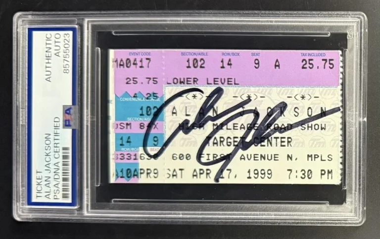 Alan Jackson Signed Autograph PSA/DNA COA Slabbed Original 1999 Rare Ticket