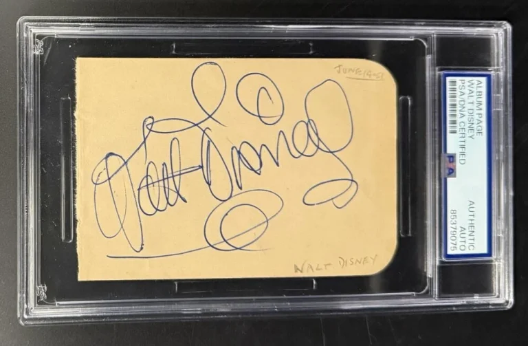 Walt Disney Signed Autograph PSA/DNA COA Slabbed Extremely Rare Full Cut Card