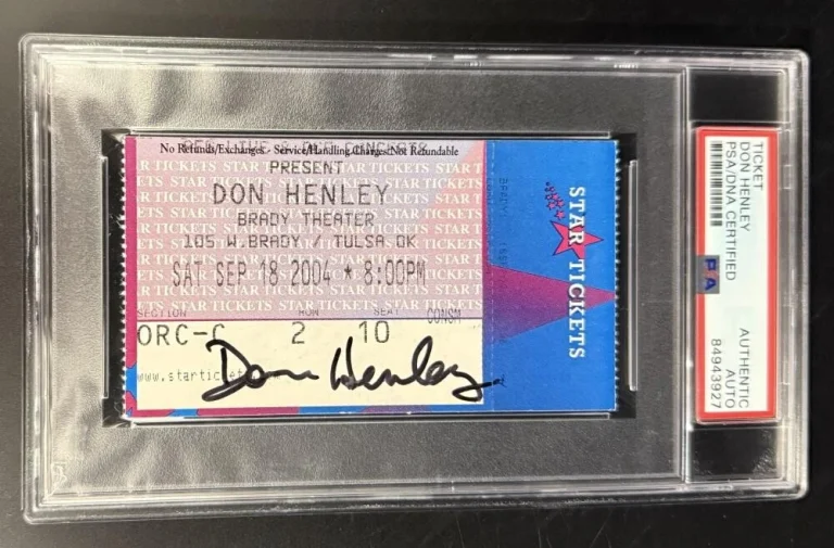 Don Henley Eagles Signed Autograph PSA/DNA COA Slabbed 2004 Tulsa Star Ticket